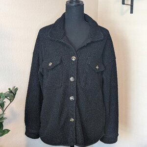 Misng Women's Faux Shearling Shaggy Oversized‎ Shacket Jacket Long Sleeve Fuzzy